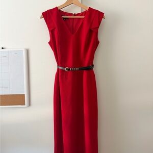 Nine West Red Midi Dress with Belt